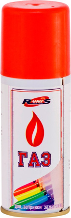 Газ для зажигалок RUNIS, метал. баллон, 270 мл, белый (с насадками) /36