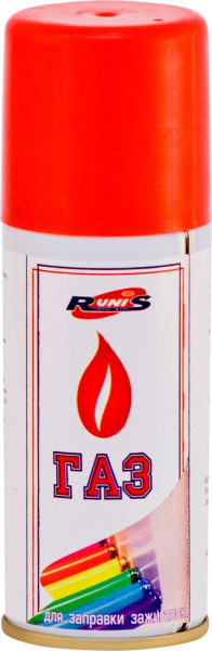 Газ для зажигалок RUNIS, метал. баллон, 270 мл, белый (с насадками) /36