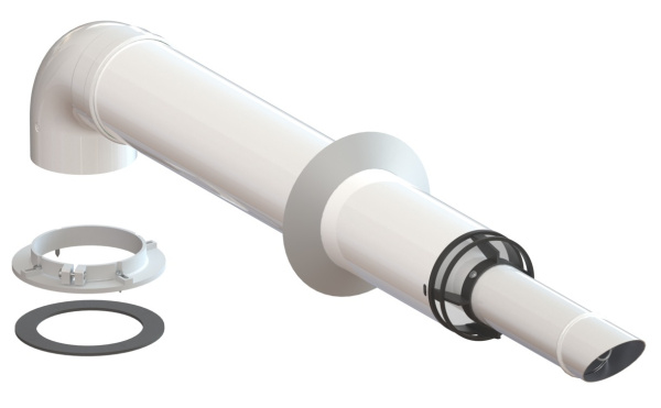 Дымоход 60/100 (с флан.)(труба 0,75м,ст. колено-1,декор.манжета-1,адапт. 60/60,хомут) корпус пластик