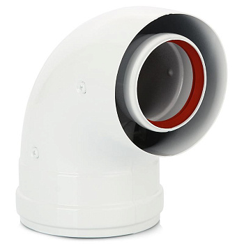 Угол коакс 90 Ф60/100(стартовое колено-1шт) Угол коакс 90 Ф60/100(стартовое колено-1шт)