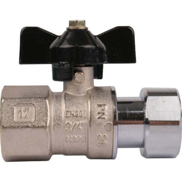 Кран ДУ 20 (вода) шар. с накидной гайкой г/г бабочка PREMIUM